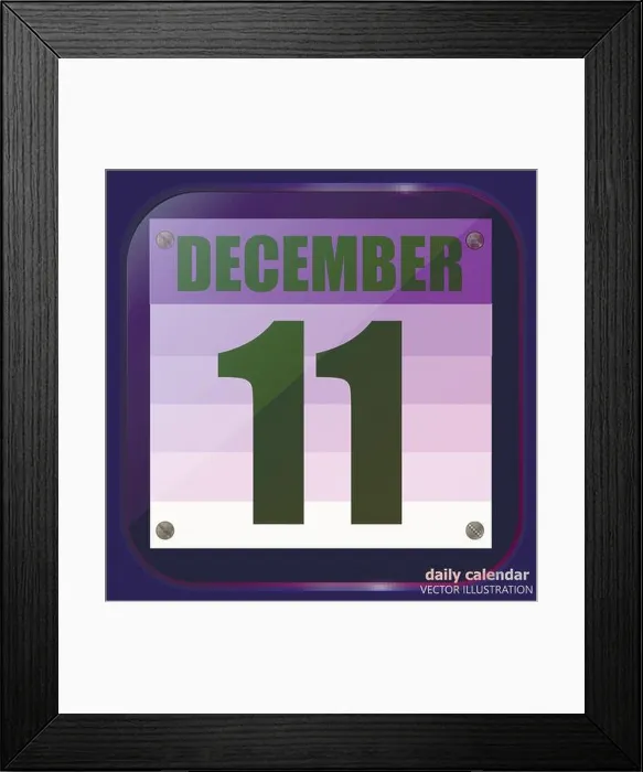 Framed Print : December 11 icon. For planning important day