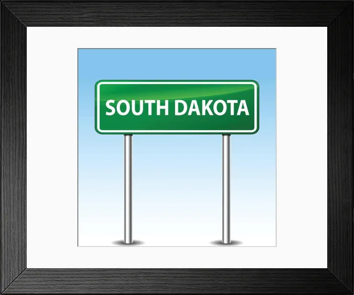 Framed Print : Illustration of south dakota green metal road sign Framed Print : Illustration of south dakota green metal road sign