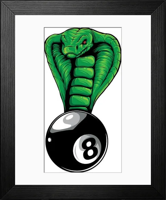 Framed Print : vector illustration of Billiard 8 ball with Cobra snake Framed Print : vector illustration of Billiard 8 ball with Cobra snake