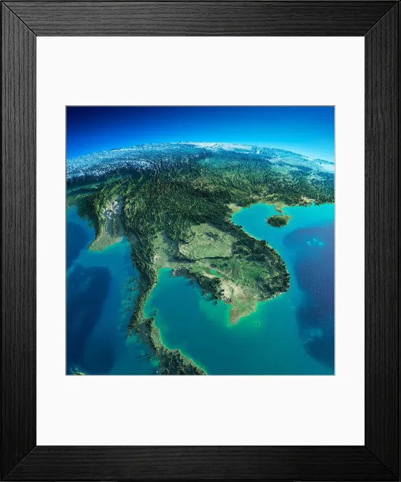 Framed Print : Detailed Earth. Indochina peninsula Framed Print : Detailed Earth. Indochina peninsula