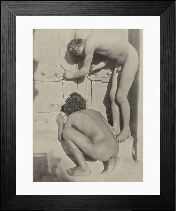 Framed Print : Two boys at a door. Baron Wilhelm von Gloeden (German, 1856 - 1931) Framed Print : Two boys at a door. Baron Wilhelm von Gloeden (German, 1856 - 1931)