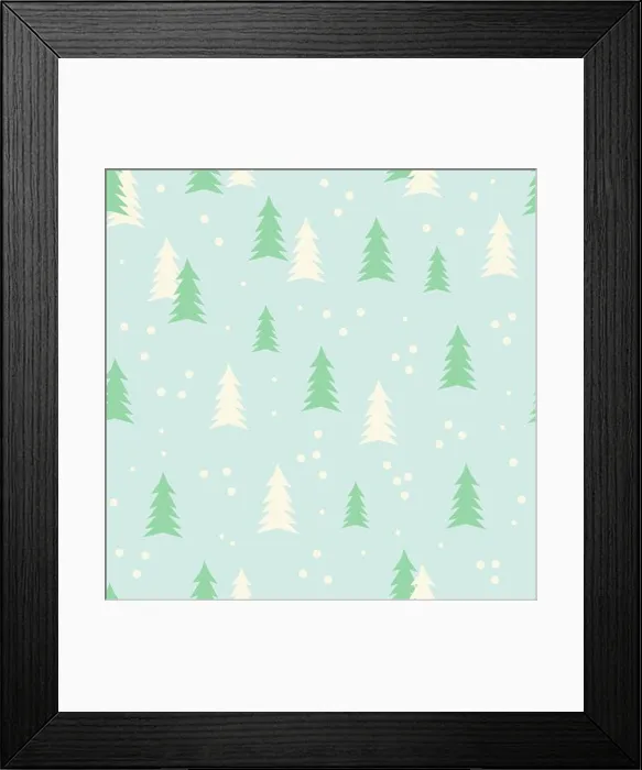 Framed Print : Cute winter background with Christmas trees. Mint green backdrop. Vector seamless pattern for seasonal occasion Framed Print : Cute winter background with Christmas trees. Mint green backdrop. Vector seamless pattern for seasonal occasion