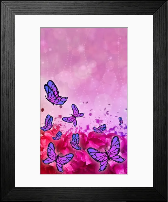Framed Print : Butterfly patterned beautiful abstract mobile phone screen wallpaper with flowers, bokeh and sparkles Framed Print : Butterfly patterned beautiful abstract mobile phone screen wallpaper with flowers, bokeh and sparkles