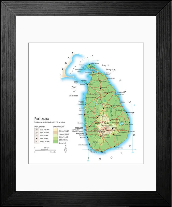 Framed Print : Map of Sri Lanka Framed Print : Map of Sri Lanka