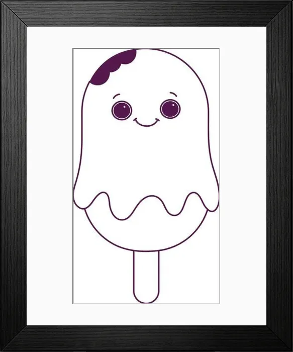 Framed Print : cute food ice cream in stick sweet dessert kawaii cartoon vector illustration isolated design line style Framed Print : cute food ice cream in stick sweet dessert kawaii cartoon vector illustration isolated design line style