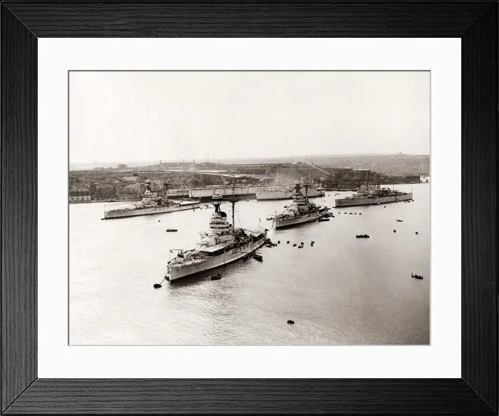 Framed Print : British Navy, fleet in Grand Harbour Malta, 1930's