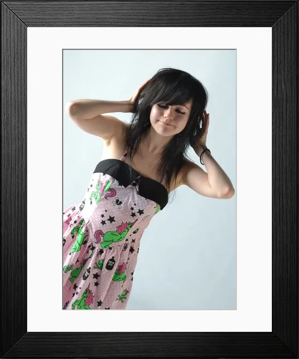 Framed Print : Teen girl in scene colourful dress with backcombed hair Framed Print : Teen girl in scene colourful dress with backcombed hair