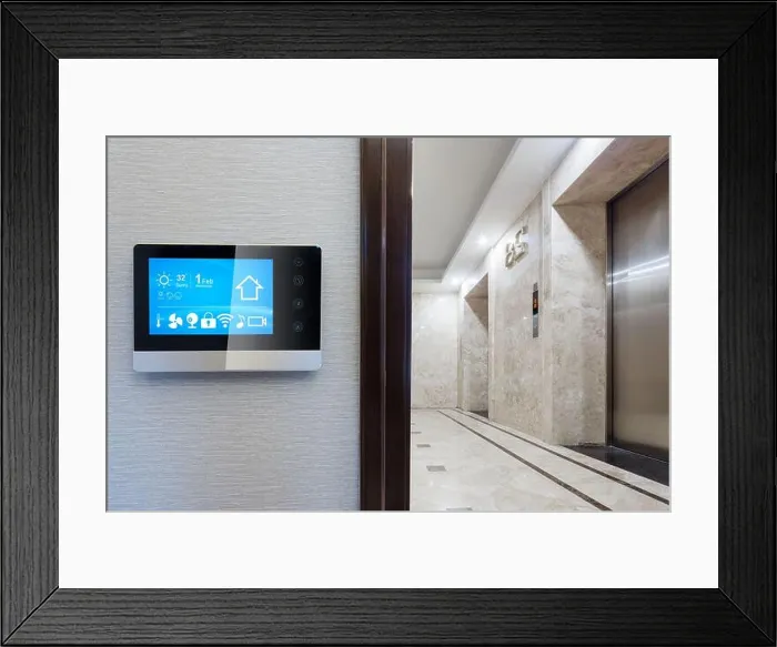 Framed Print : smart screen with smart home with elevator hall Framed Print : smart screen with smart home with elevator hall