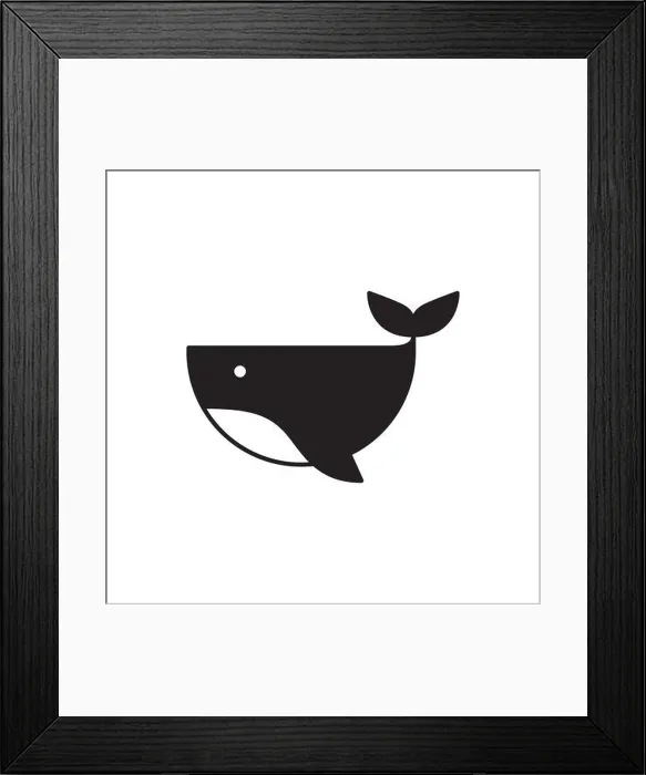 Framed Print : whale geometric simple logo design vector