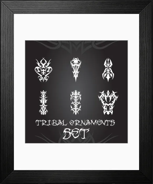 Framed Print : Tribal ornaments and tattoo design elements set Framed Print : Tribal ornaments and tattoo design elements set