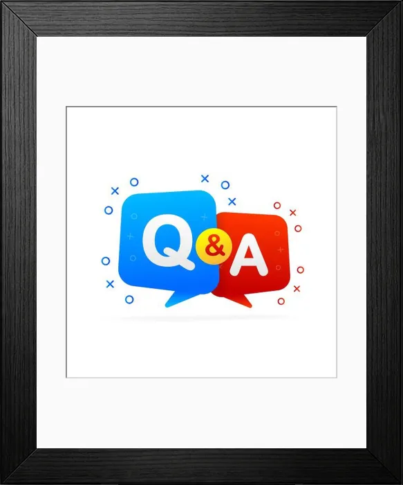 Framed Print : Question and Answer Bubble Chat icon. Vector illustration Framed Print : Question and Answer Bubble Chat icon. Vector illustration