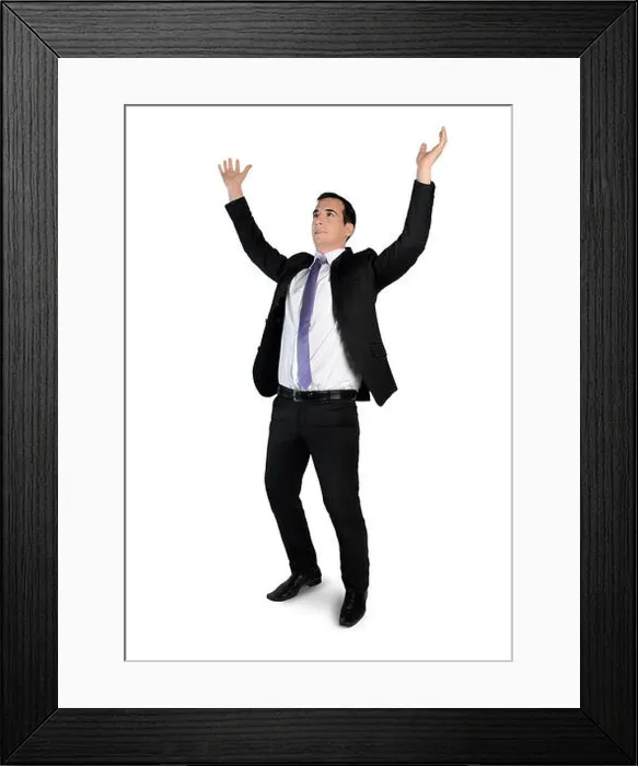 Framed Print : Isolated business man arms up Framed Print : Isolated business man arms up