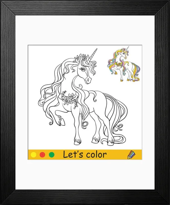 Framed Print : Cute elegant unicorn with flowers Framed Print : Cute elegant unicorn with flowers