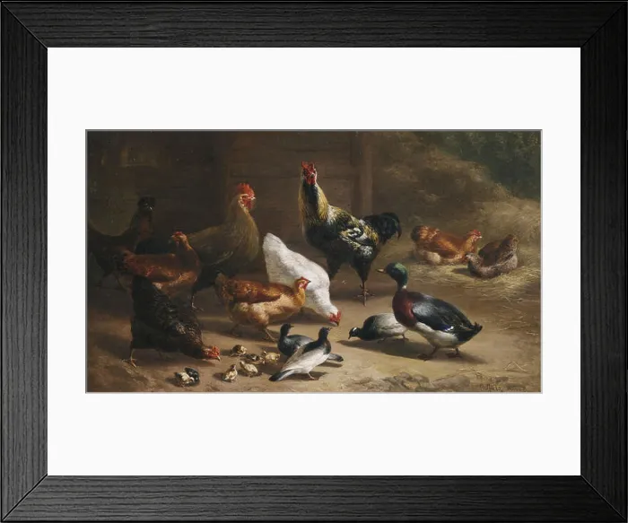 Framed Print : 20 Carl Jutz Geflügel im Stall Framed Print : 20 Carl Jutz Geflügel im Stall