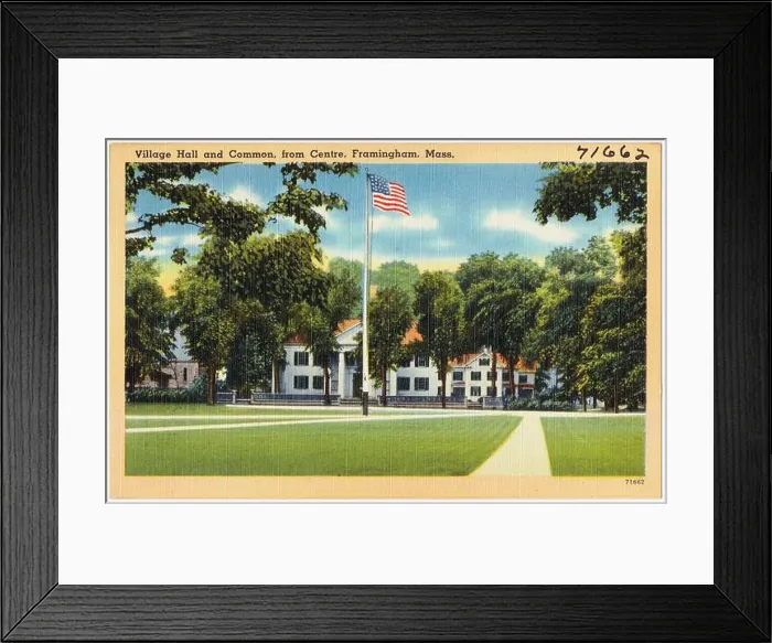 Framed Print : Village hall and common, from centre