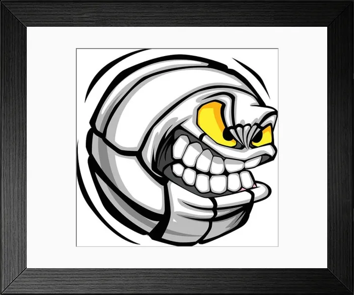 Framed Print : Volleyball Ball Face Cartoon Vector Image Framed Print : Volleyball Ball Face Cartoon Vector Image