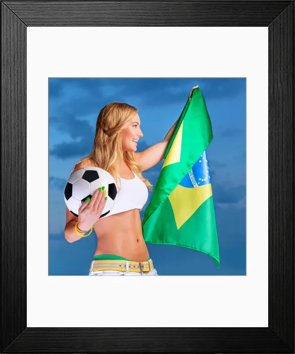Framed Print : Happy fan of Brazilian football team Framed Print : Happy fan of Brazilian football team