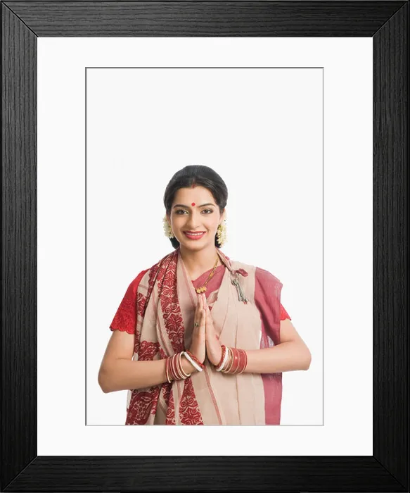 Framed Print : Woman greeting at Durga Puja Framed Print : Woman greeting at Durga Puja