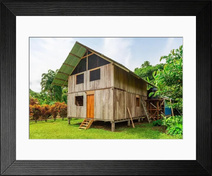 Framed Print : Traditional wooden house in Sabalo village, Cuyabeno wildlife reserve, Amazon rainforest, Ecuador Framed Print : Traditional wooden house in Sabalo village, Cuyabeno wildlife reserve, Amazon rainforest, Ecuador