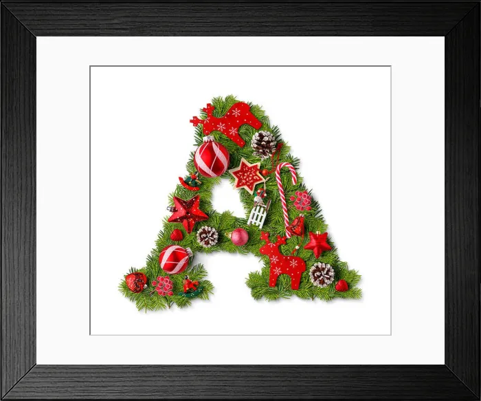 Framed Print : Christmas alphabet letter A isolated on white Framed Print : Christmas alphabet letter A isolated on white