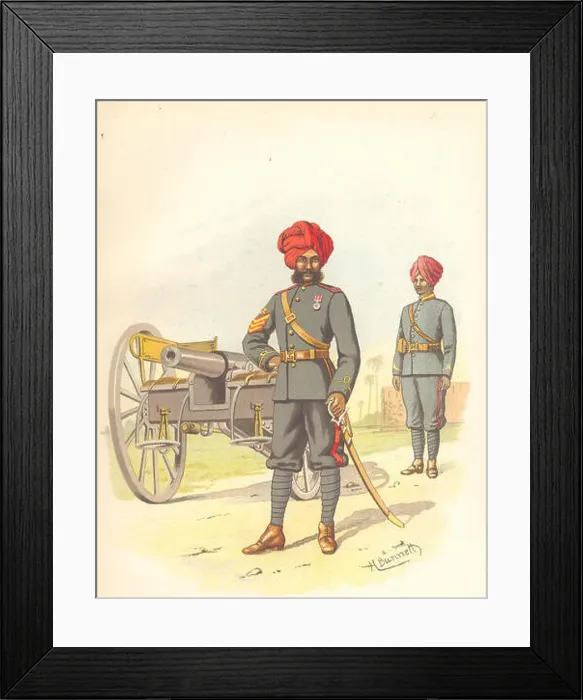 Framed Print : BRITISH INDIAN ARMY UNIFORMS. The Bombay (Mumbai) Artillery Regiment 1890 Framed Print : BRITISH INDIAN ARMY UNIFORMS. The Bombay (Mumbai) Artillery Regiment 1890