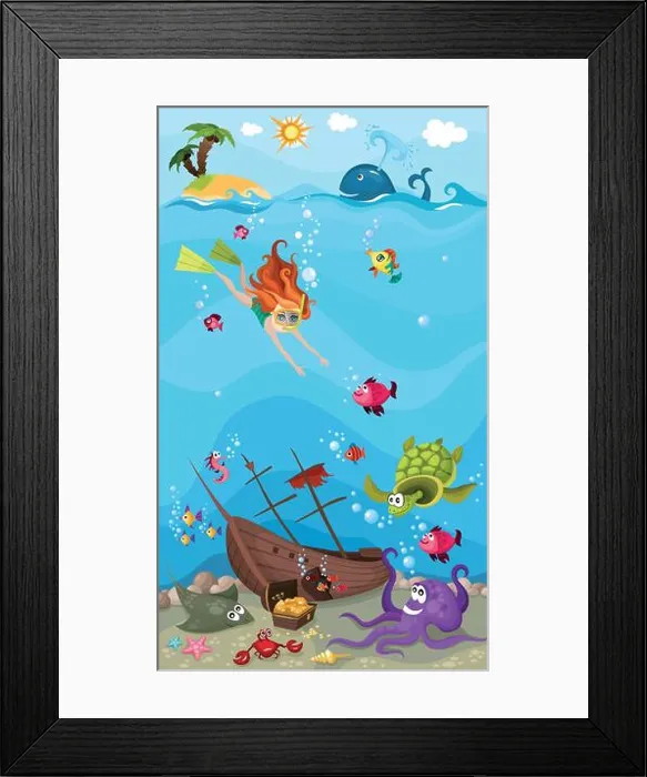 Framed Print : vector illustration of a sea life Framed Print : vector illustration of a sea life