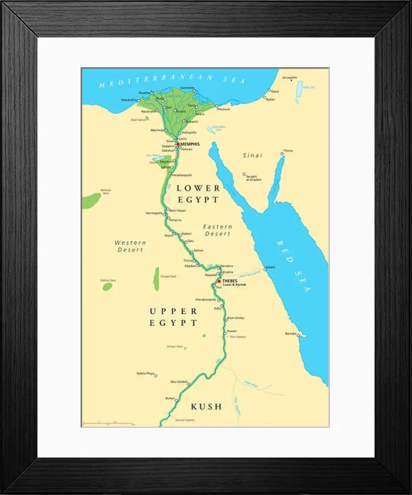 Framed Print : Ancient Egypt Map. Historical map of Ancient Egypt with most important sights, with rivers and lakes. English labeling Framed Print : Ancient Egypt Map. Historical map of Ancient Egypt with most important sights, with rivers and lakes. English labeling