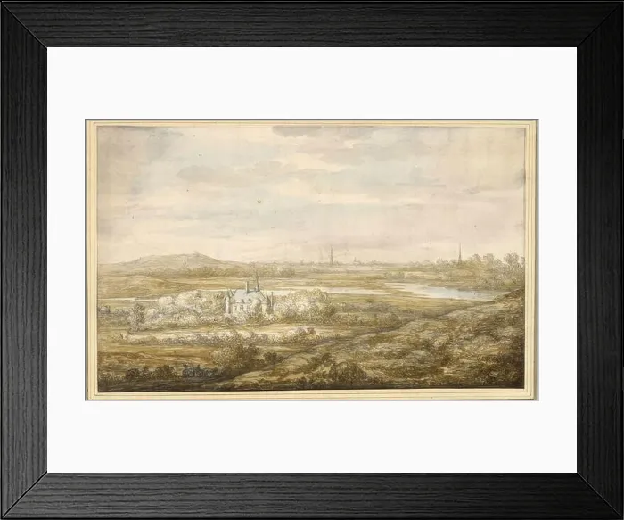Framed Print : Panoramic landscape with a view of the Maarsbergen provost house Framed Print : Panoramic landscape with a view of the Maarsbergen provost house