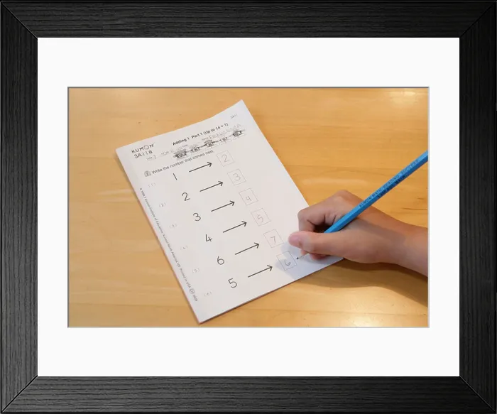 Framed Print : Kumon math exercise worksheet Framed Print : Kumon math exercise worksheet
