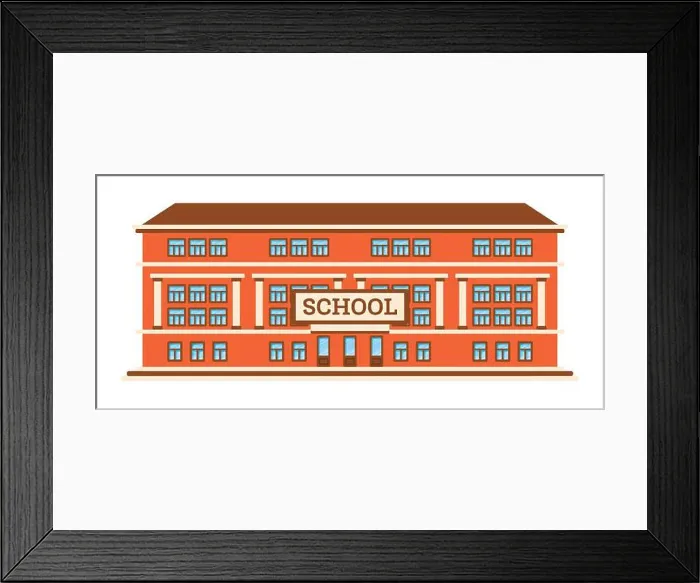 Framed Print : School Building Isolated on White Background. Vector Illustration Framed Print : School Building Isolated on White Background. Vector Illustration