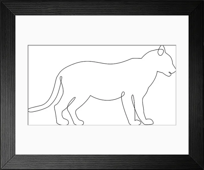 Framed Print : Minimalistic One Line Tiger or Lioness Icon on side view Framed Print : Minimalistic One Line Tiger or Lioness Icon on side view