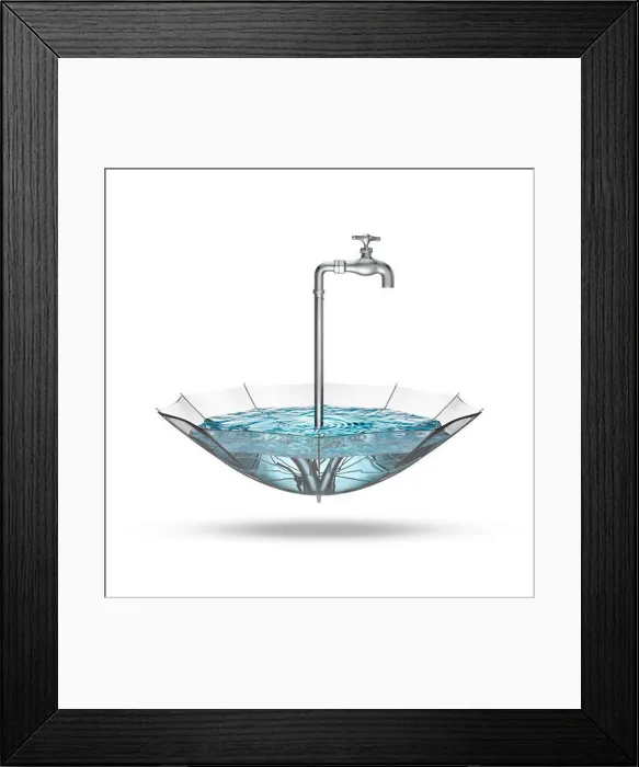 Framed Print : 3D render of water filled plastic umbrella with tap handle Framed Print : 3D render of water filled plastic umbrella with tap handle