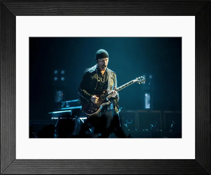 Framed Print : The Edge of U2 performs at the SSE Hydro as part of their iNNOCENCE + eXPERIENCE tour on November 6 Framed Print : The Edge of U2 performs at the SSE Hydro as part of their iNNOCENCE + eXPERIENCE tour on November 6