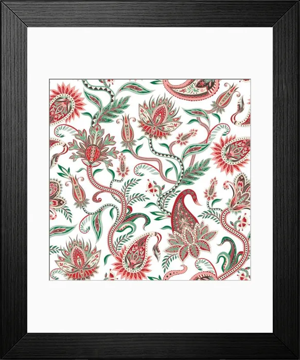 Framed Print : Seamless pattern with ethnic ornament elements and paisleys. Folk flowers and leaves for print or embroidery Framed Print : Seamless pattern with ethnic ornament elements and paisleys. Folk flowers and leaves for print or embroidery