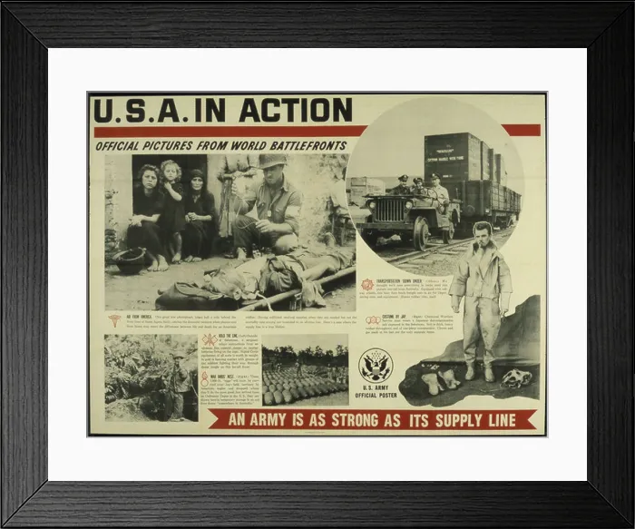 Framed Print : This World War II propaganda poster emphasizes the critical role of supply lines in maintaining military strength Framed Print : This World War II propaganda poster emphasizes the critical role of supply lines in maintaining military strength