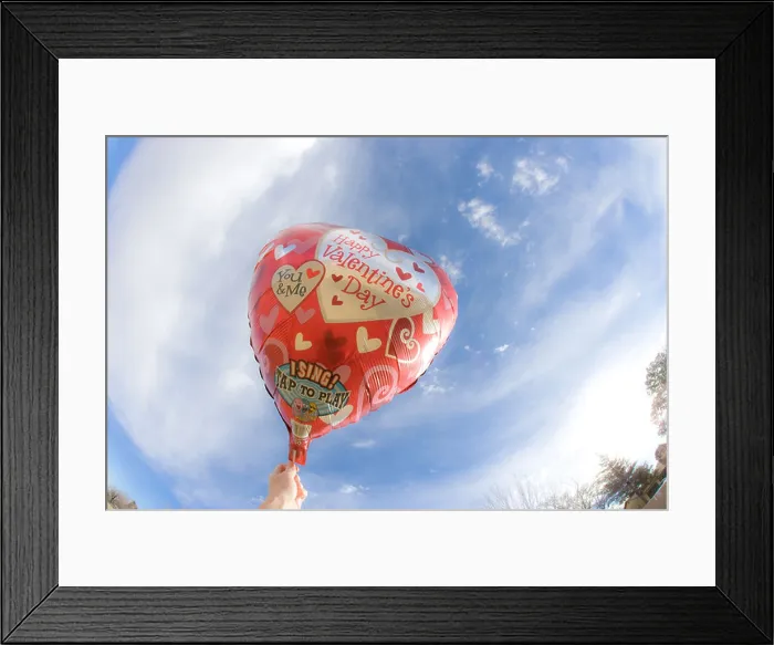 Framed Print : Happy Valentines Day helium balloon with blue sky, heart shapes singing balloon -sings a song when you touch balloon Framed Print : Happy Valentines Day helium balloon with blue sky, heart shapes singing balloon -sings a song when you touch balloon