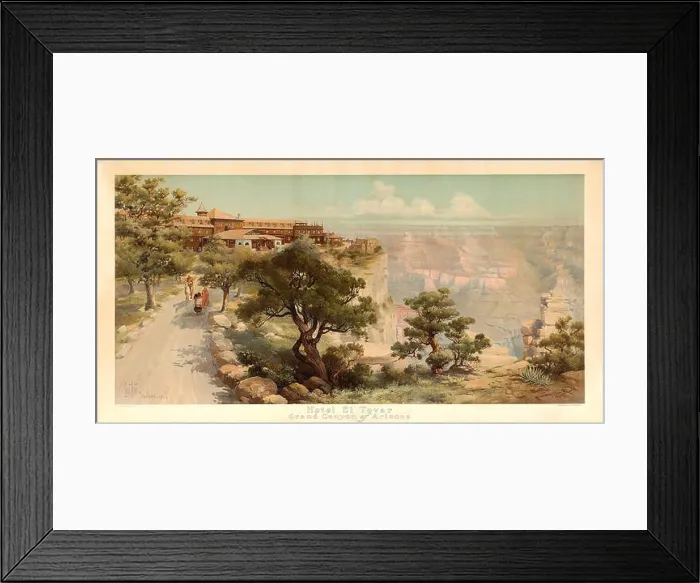 Framed Print : Grand Canyon - Hotel El Tovar (American Lithographic Co. 1906). Travel Poster - Louis Akin Artwork