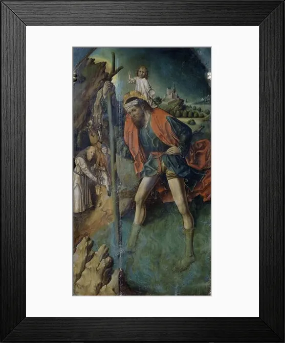 Framed Print : TRIPTICO DE LA VIRGEN DE LA ROSA - DETALLE DE SAN CRISTOBAL - SIGLO XV Framed Print : TRIPTICO DE LA VIRGEN DE LA ROSA - DETALLE DE SAN CRISTOBAL - SIGLO XV