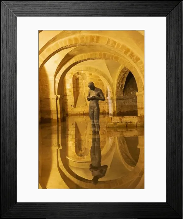 Framed Print : England, Hampshire, Winchester, Winchester Cathedral, The Crypt, Sculpture titled 'Sound II' by Antony Gormley Framed Print : England, Hampshire, Winchester, Winchester Cathedral, The Crypt, Sculpture titled 'Sound II' by Antony Gormley