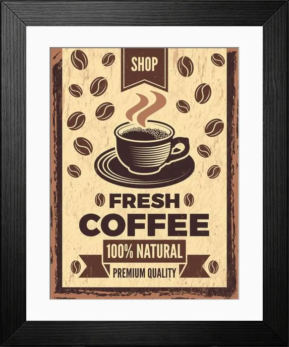 Framed Print : Poster in retro style for coffee house Framed Print : Poster in retro style for coffee house