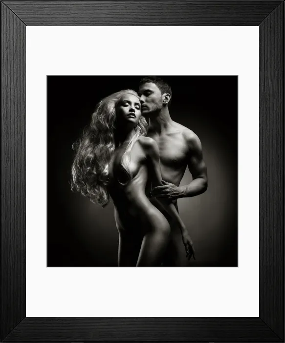 Framed Print : Art photo of nude sexy couple in the tender passion