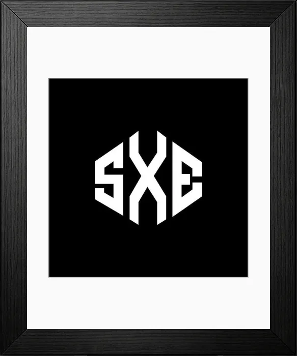 Framed Print : SXE letter logo design with polygon shape Framed Print : SXE letter logo design with polygon shape