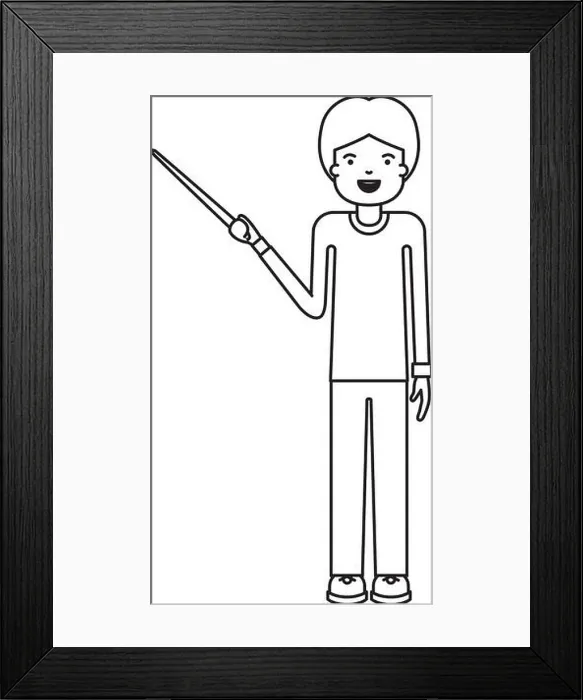 Framed Print : male teacher with pointing stick Framed Print : male teacher with pointing stick