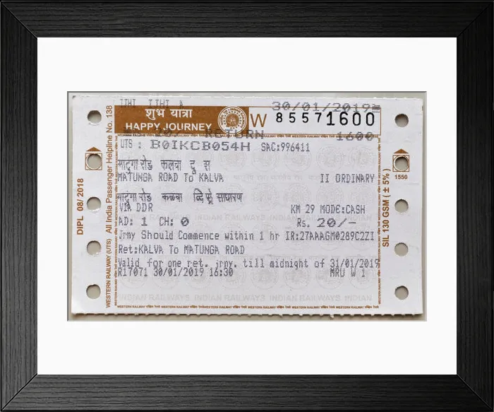Framed Print : Mumbai local rail ticket Framed Print : Mumbai local rail ticket