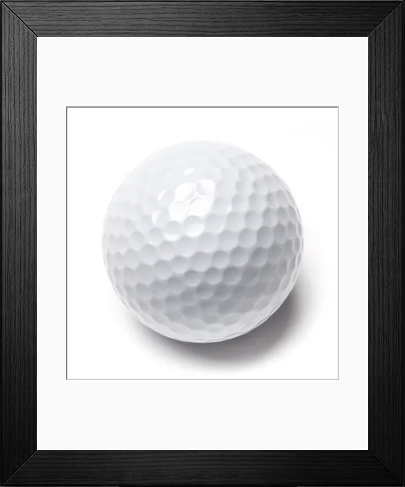 Framed Print : White golf ball isolated on white background Framed Print : White golf ball isolated on white background