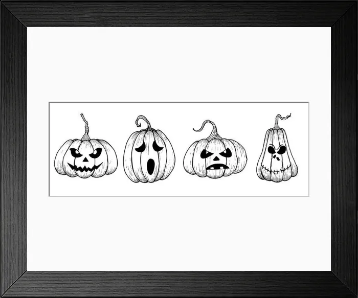 Framed Print : Vector halloween scary pumpkins with black eyes Framed Print : Vector halloween scary pumpkins with black eyes