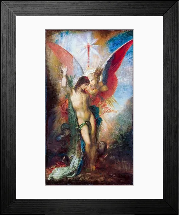 Framed Print : Saint Sebastian And The Angel, painting in oil on panel by Gustave Moreau, circa 1876 Framed Print : Saint Sebastian And The Angel, painting in oil on panel by Gustave Moreau, circa 1876