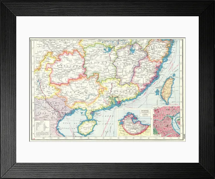 Framed Print : SOUTH CHINA: inset Weihaiwei (Weihai) & Shanghai. Taiwan Formosa, 1920 old map Framed Print : SOUTH CHINA: inset Weihaiwei (Weihai) & Shanghai. Taiwan Formosa, 1920 old map