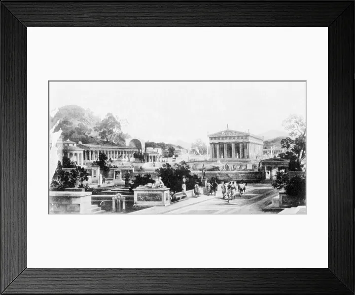 Framed Print : Heinrich Gärtner's illustration of the Altis of Olympia recreates the ancient Greek sanctuary Framed Print : Heinrich Gärtner's illustration of the Altis of Olympia recreates the ancient Greek sanctuary