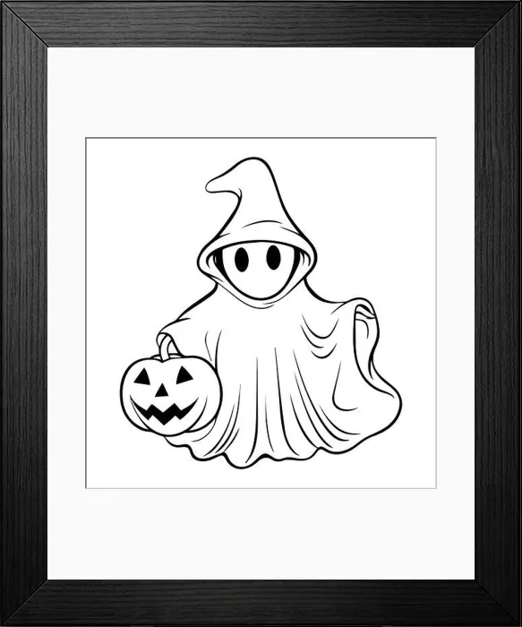 Framed Print : Halloween ghost line art for coloring book page Framed Print : Halloween ghost line art for coloring book page